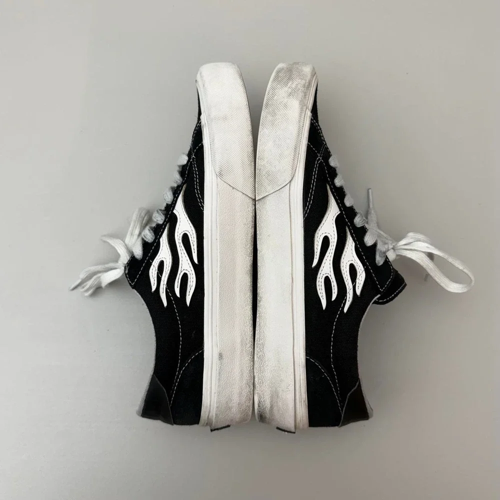 STRAYE Logan black flame sneakers with white flame graphic 9.5 men 11 women's